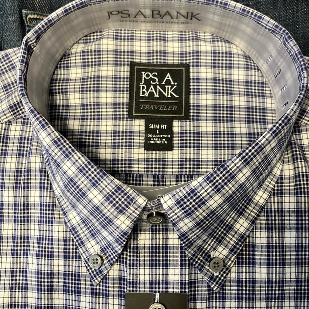 Jos. A. Bank Men's Blue Plaid Shirt